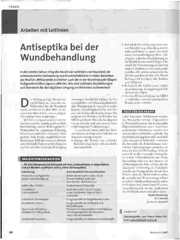 Vorschauseite 1: Arbeiten mit Leitlinien - Antiseptika bei der Wundbehandlung