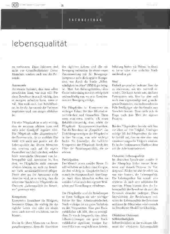 Vorschauseite 4: Lebensqualität statt Qualitätskontrolle - etablierte Systeme helfen nicht weiter