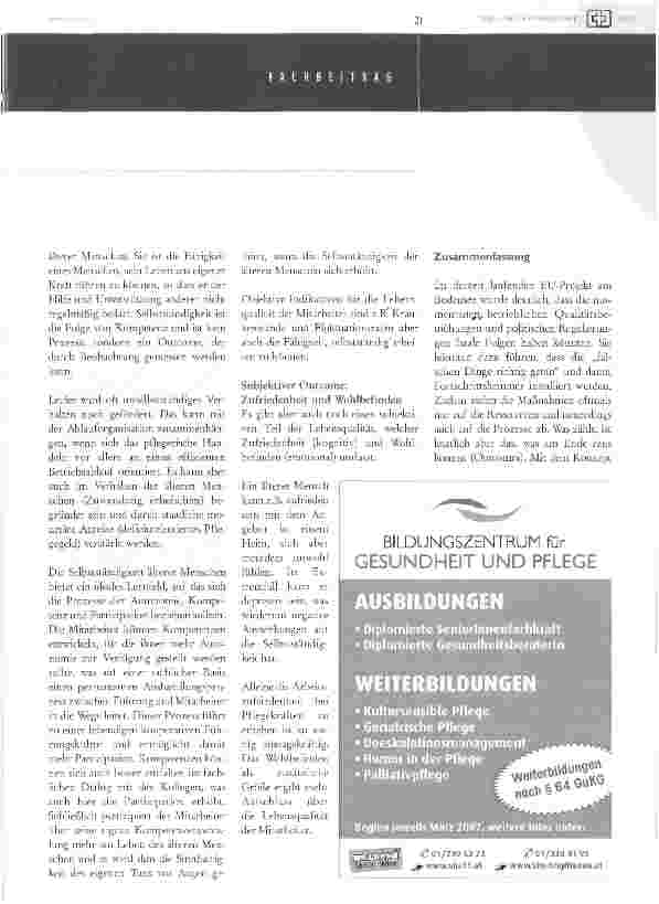 Vorschauseite 5: Lebensqualität statt Qualitätskontrolle - etablierte Systeme helfen nicht weiter
