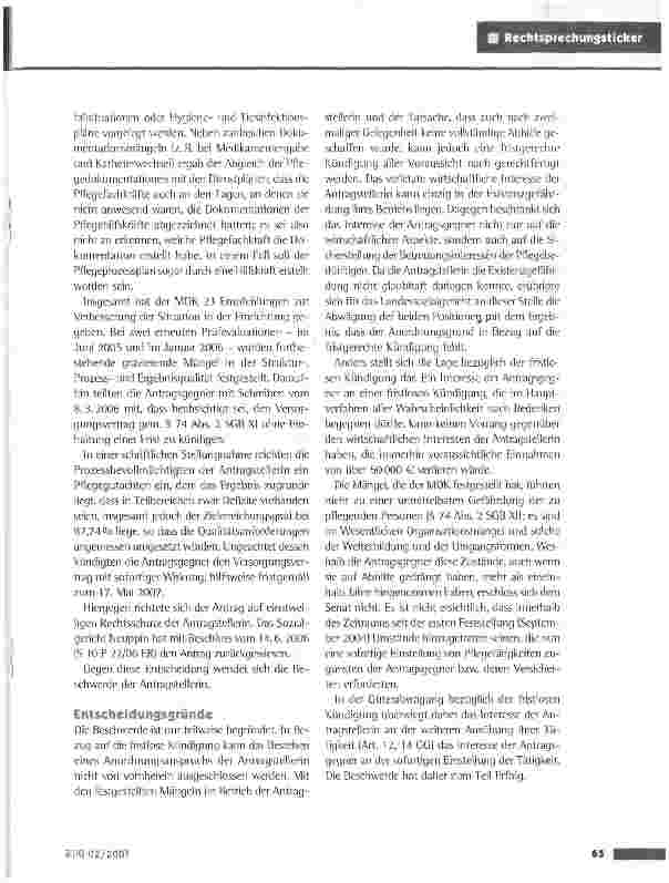 Vorschauseite 2: Fristlose Kündigung des Pflegeversorgungsvertrags