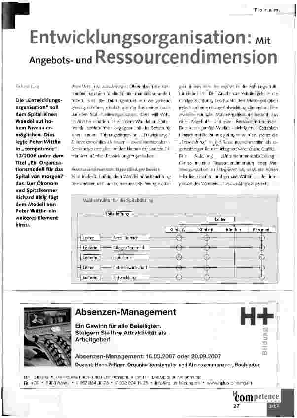 Vorschauseite 1: Entwicklungsorganisation: Mit Angebotsund Ressourcendimension