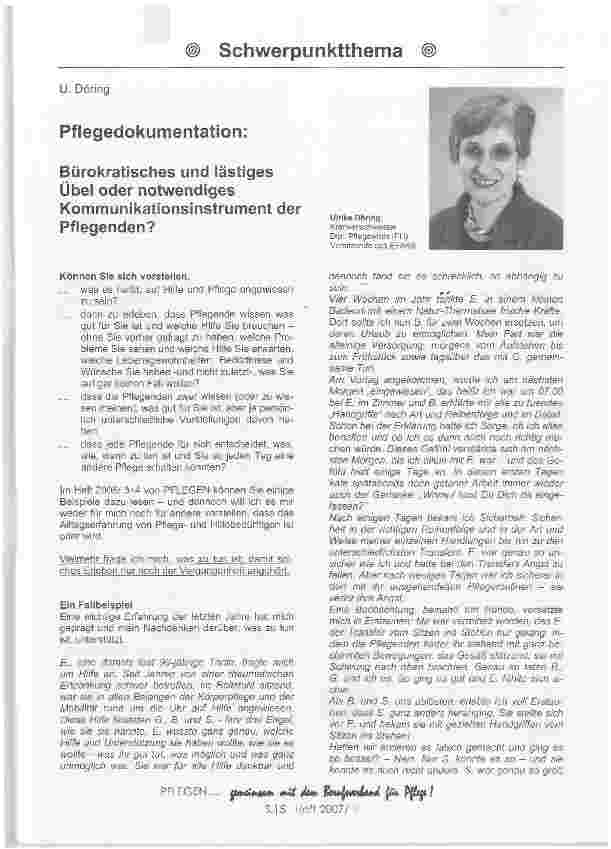Vorschauseite 1: Pflegedokumentation: Bürokratisches und lästiges Übel oder notwendiges Kommunikationsinstrument der Pflegenden?