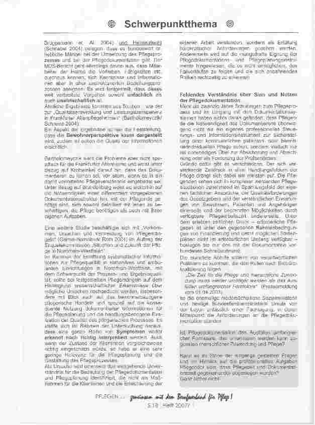 Vorschauseite 4: Pflegedokumentation: Bürokratisches und lästiges Übel oder notwendiges Kommunikationsinstrument der Pflegenden?
