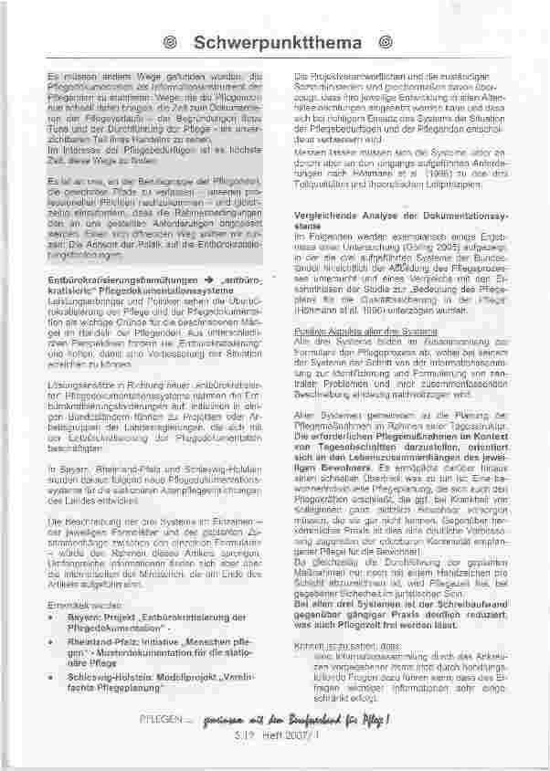 Vorschauseite 5: Pflegedokumentation: Bürokratisches und lästiges Übel oder notwendiges Kommunikationsinstrument der Pflegenden?