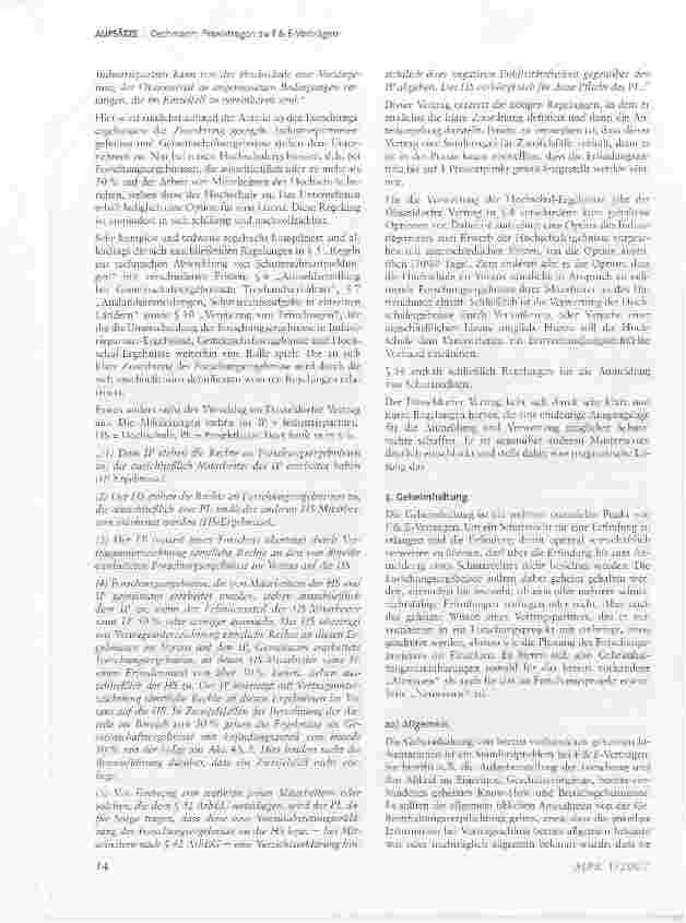 Vorschauseite 6: Praxisfragen zu F& E-Verträgen*