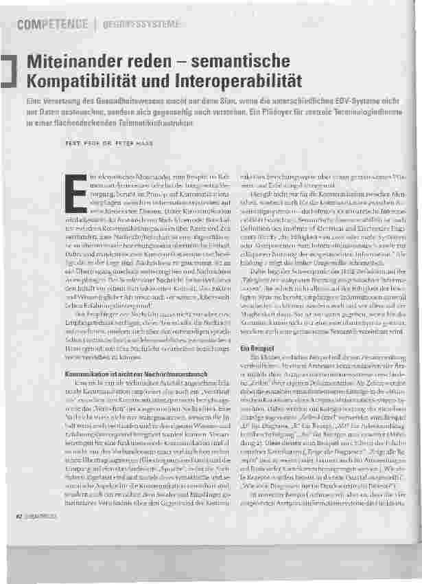 Vorschauseite 1: Miteinander reden - semantische Kompatibilität und Interoperabilität