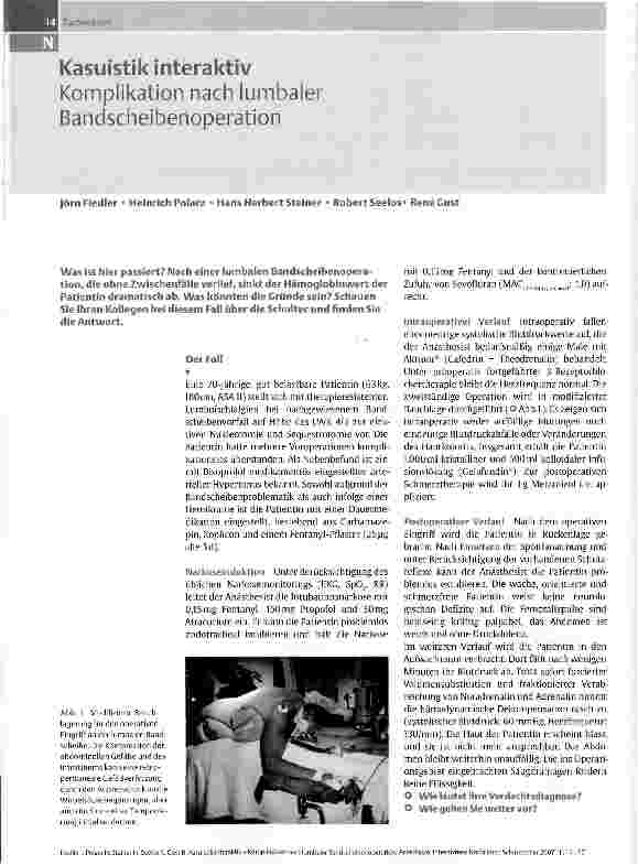 Vorschauseite 1: Kasuistik interaktivKomplikation nach lumbaler Bandscheibenoperation