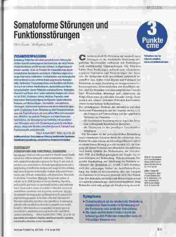Vorschauseite 1: Somatoforme Störungen und Funktionsstörungen