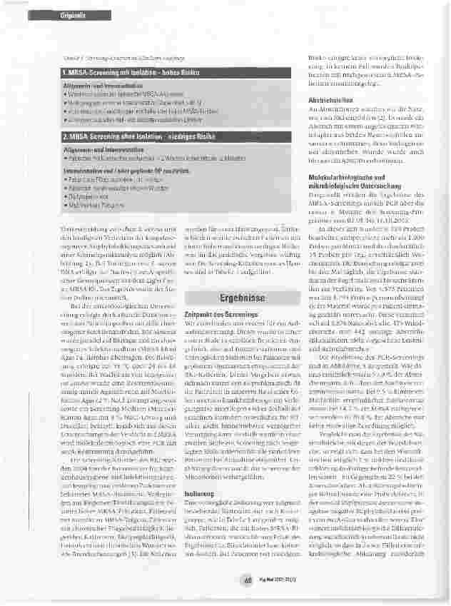 Vorschauseite 3: MRSA-Screening mit PCR in einem kommunalen Großkrankenhaus der Maximalversorgung