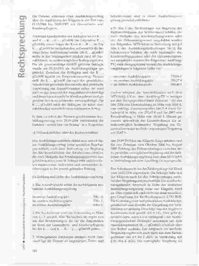 Vorschauseite 2: Angemessenheit der Ausbildungsvergütung -Krankenpflegeschülerin