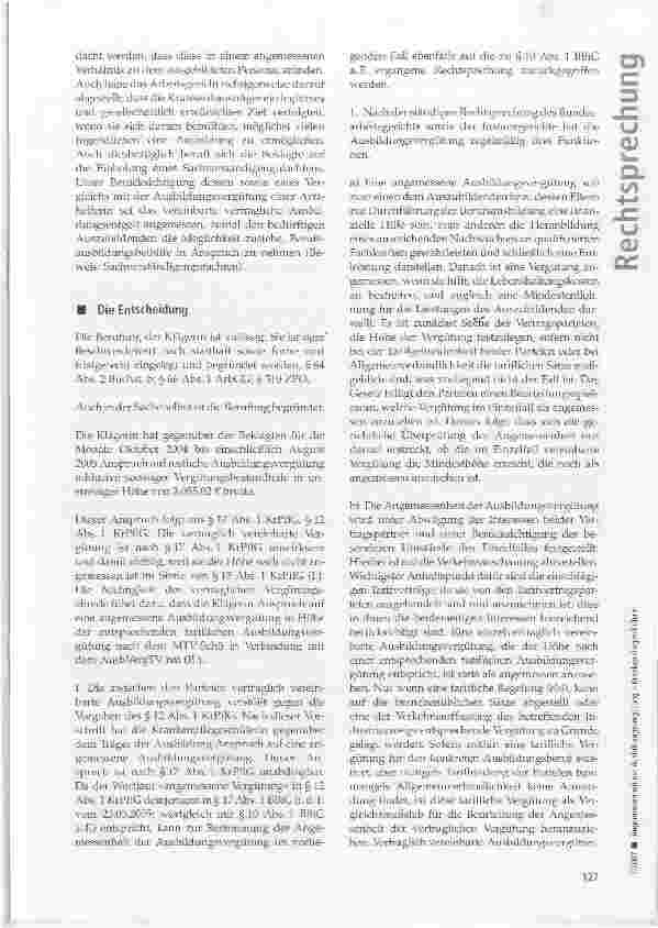 Vorschauseite 5: Angemessenheit der Ausbildungsvergütung -Krankenpflegeschülerin