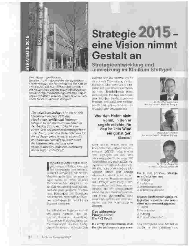 Vorschauseite 1: Strategie 2015 -eine Vision nimmt Gestalt an