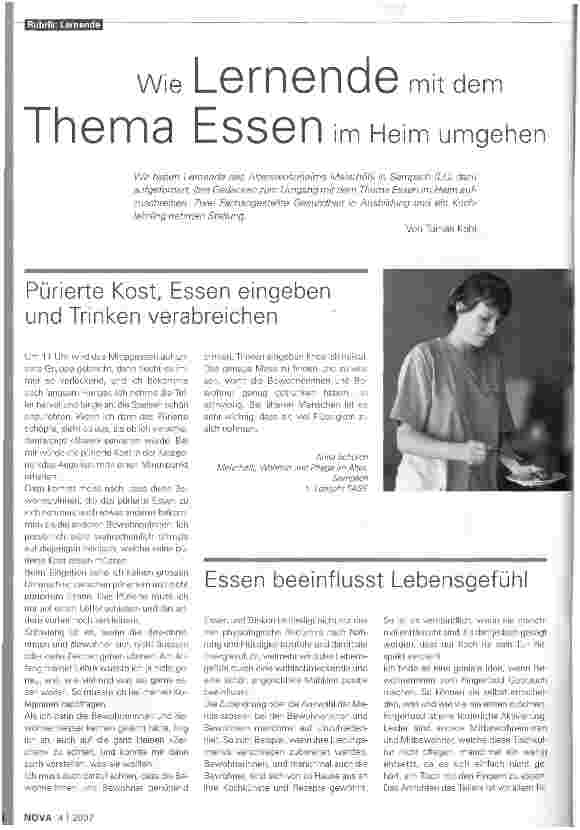 Vorschauseite 1: Wie Lernenede mit dem Thema Essen im Heim umgehen