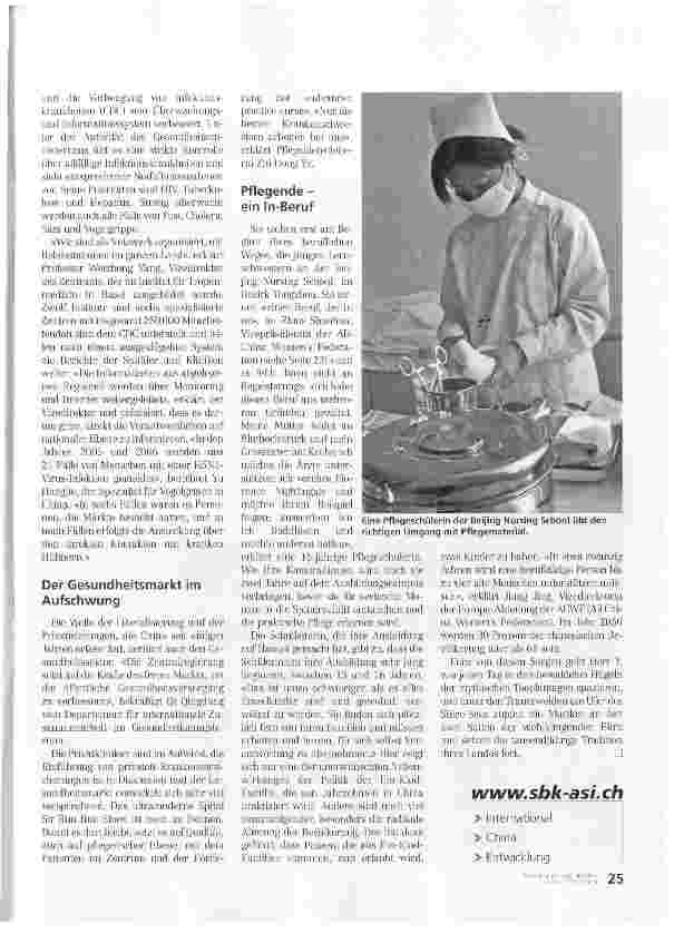 Vorschauseite 4: Reportage aus dem Land der tausend DrachenDie Gesundheit - eine grosse Herausforderung in China