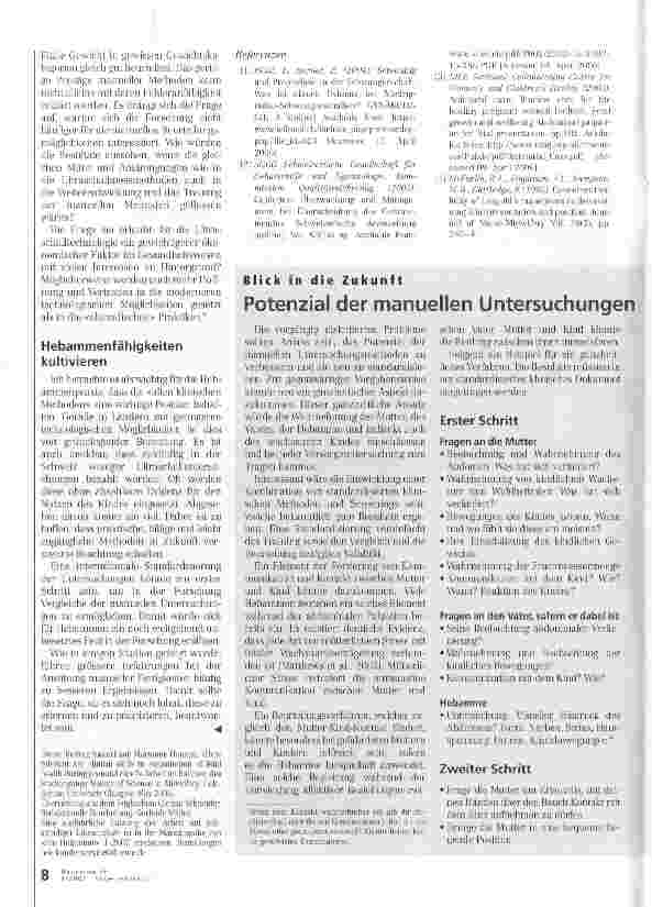 Vorschauseite 5: Sollen Hebammen sie noch erlernen? Manuelle abdominale Untersuchungen