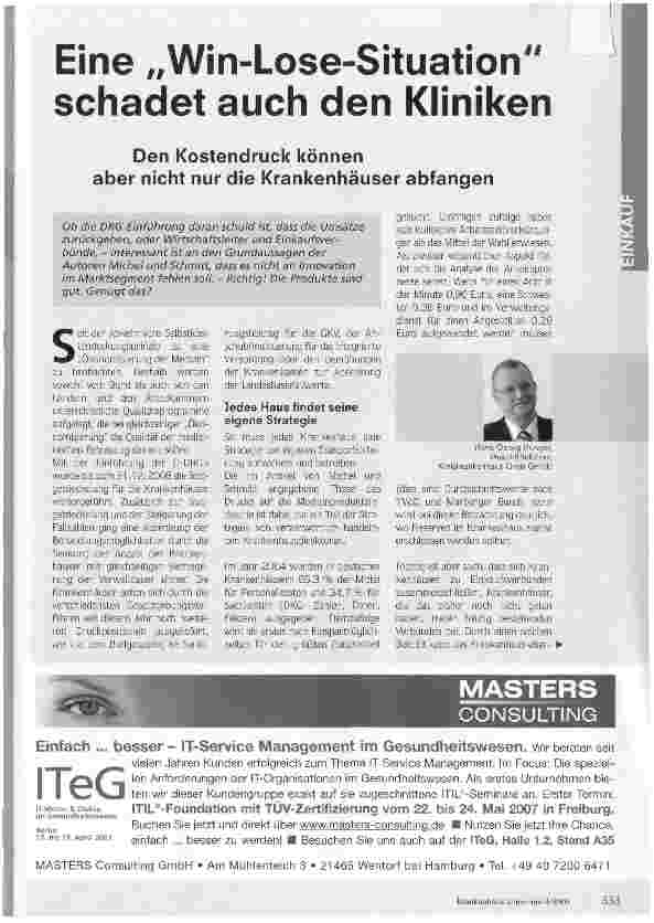 Vorschauseite 1: Eine Win-Lose-Situation schadet auch den Kliniken