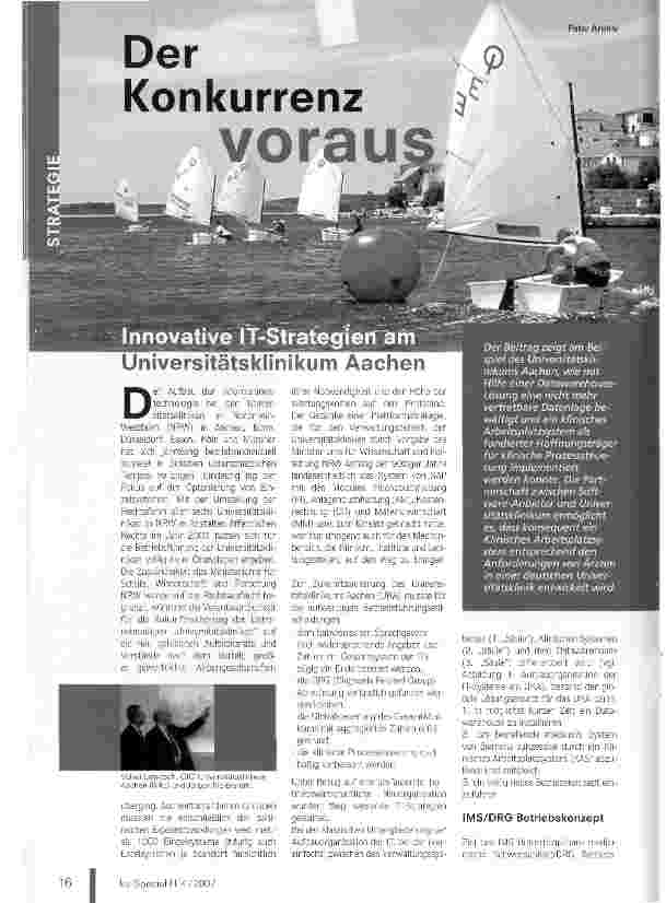 Vorschauseite 1: Der Konkurrenz vorausInnovative IT-Strategien am Universitätsklinikum Aachen