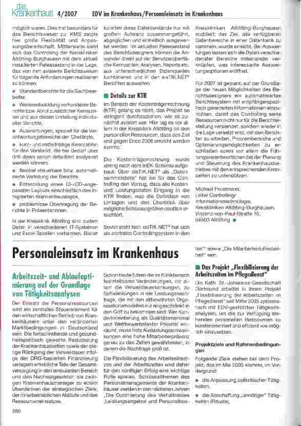 Vorschauseite 3: EDV im Krankenhaus - Einführung von eisTIK.NET® in den Kreiskliniken Altötting-Burghausen