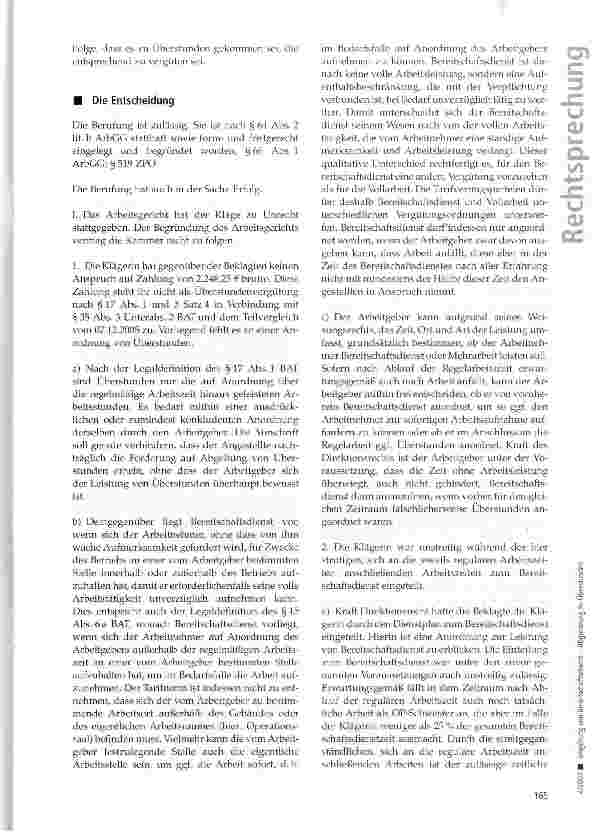 Vorschauseite 4: Vergütung von Bereitschaftsdienst -Abgrenzung zu Überstunden
