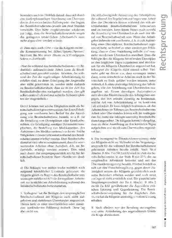 Vorschauseite 6: Vergütung von Bereitschaftsdienst -Abgrenzung zu Überstunden