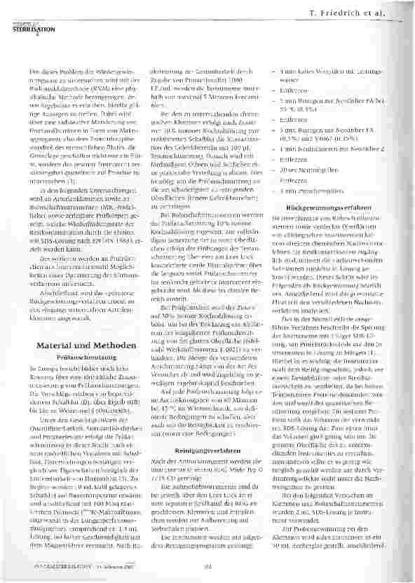Vorschauseite 2: Untersuchungen zur Recovery-Rate von Restkontamination bei der Validierung von Reinigungs Desinfektionsgeräten nach EN DIN 15883 Teil 1