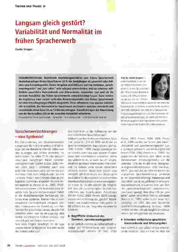 Vorschauseite 1: Langsam gleich gestört? Variabilität und Normalität im frühen Spracherwerb