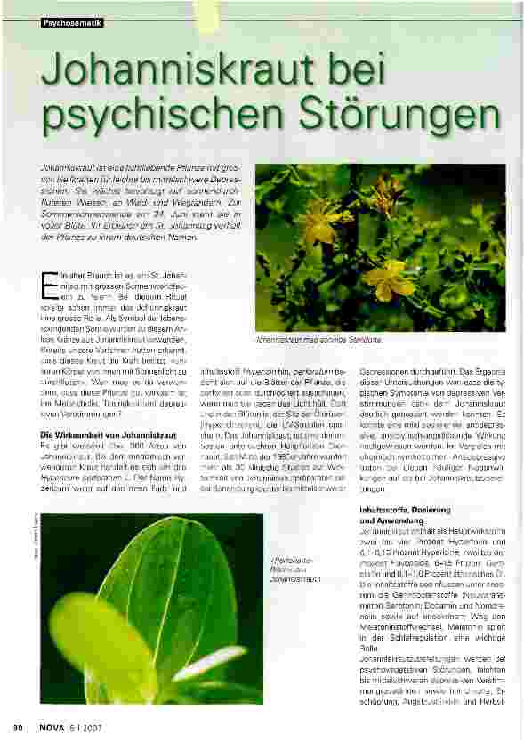 Vorschauseite 1: Johanniskraut bei psychischen Störungen
