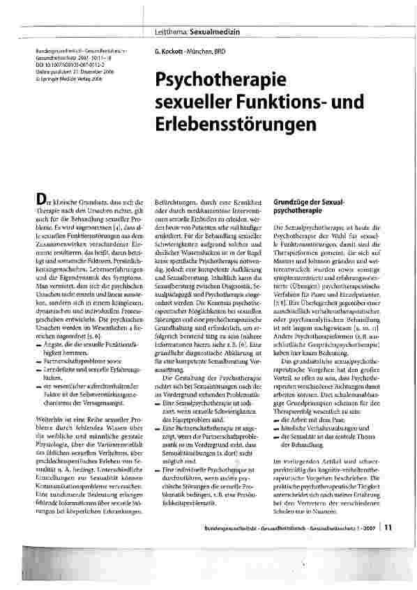 Vorschauseite 1: Psychotherapie sexueller Funktionsund Erlebensstörungen