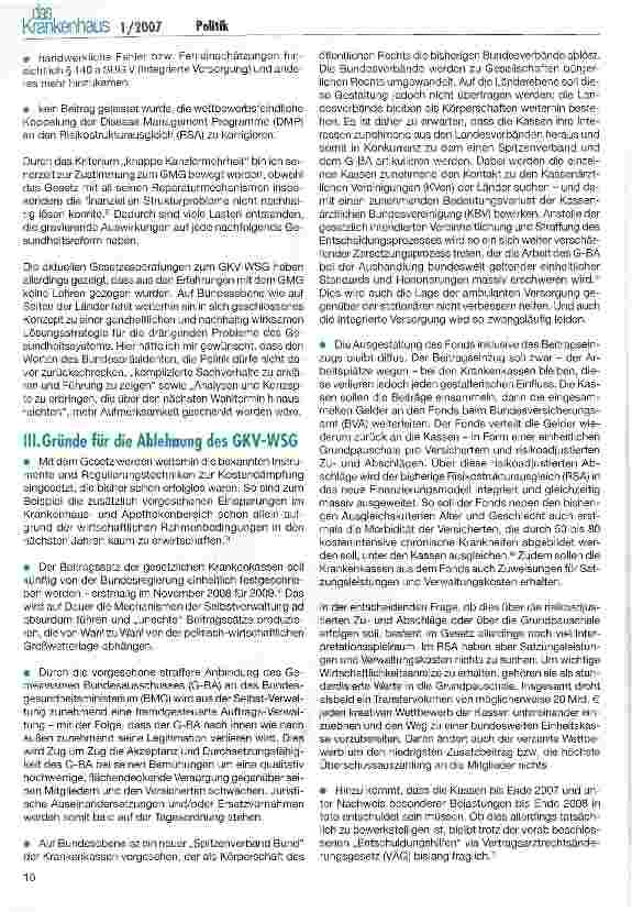 Vorschauseite 2: Warum ich das GKV-WSG nach derzeitigem Stand ablehnen werde