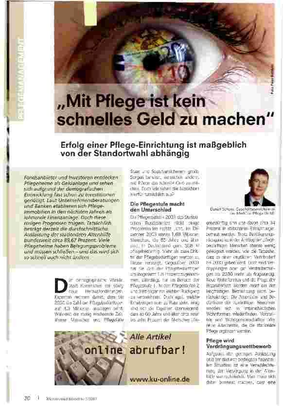 Vorschauseite 1: Mit Pflege ist kein schnelles Geld zu machen