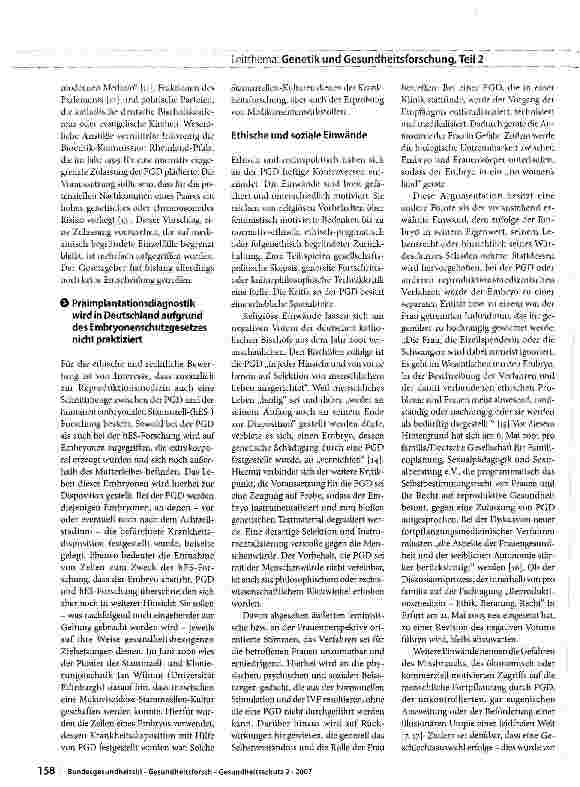 Vorschauseite 2: PräimplantationsdiagnostikEthische, soziale und rechtliche Aspekte