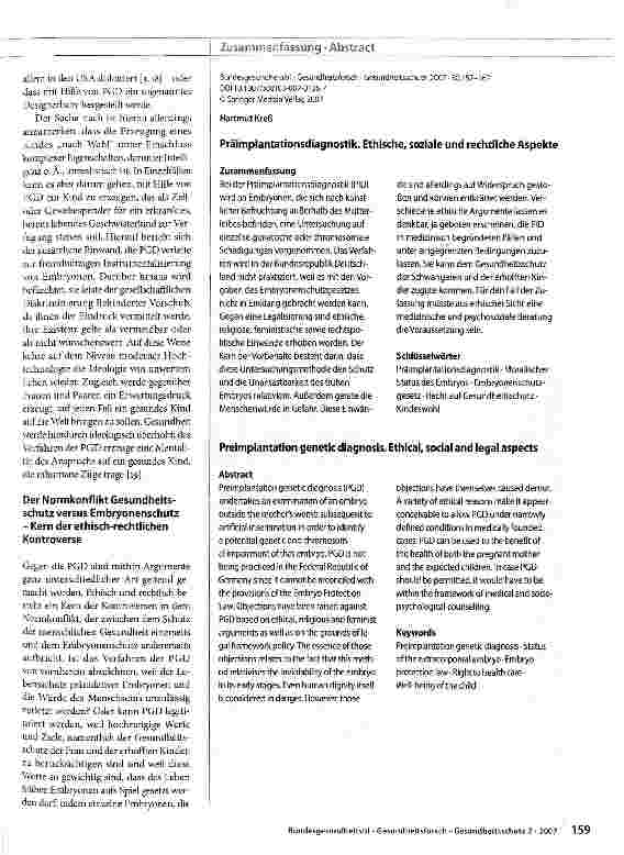 Vorschauseite 3: PräimplantationsdiagnostikEthische, soziale und rechtliche Aspekte