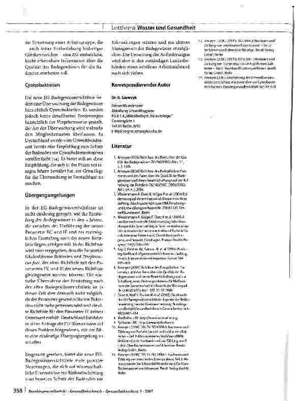 Vorschauseite 5: Umsetzung der neuen EG-Badegewässerrichtlinie in Deutschland