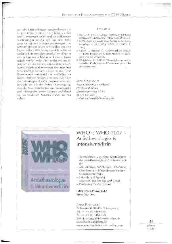 Vorschauseite 3: SICHERSTELLENDE PFLEGEDOKUMENTATION IM ITS/IMC-BEREICH