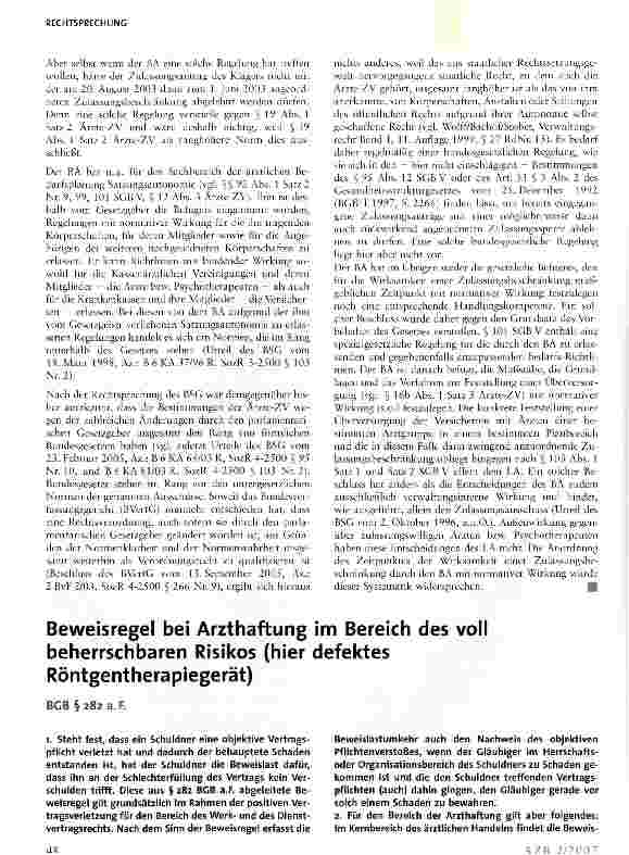 Vorschauseite 3: Vertragsarzt darf Zulassung als Vertragsarzt nicht verwehrt werden, wenn Zulassungsbeschränkung erst nach Antragstellung angeordnet wurde