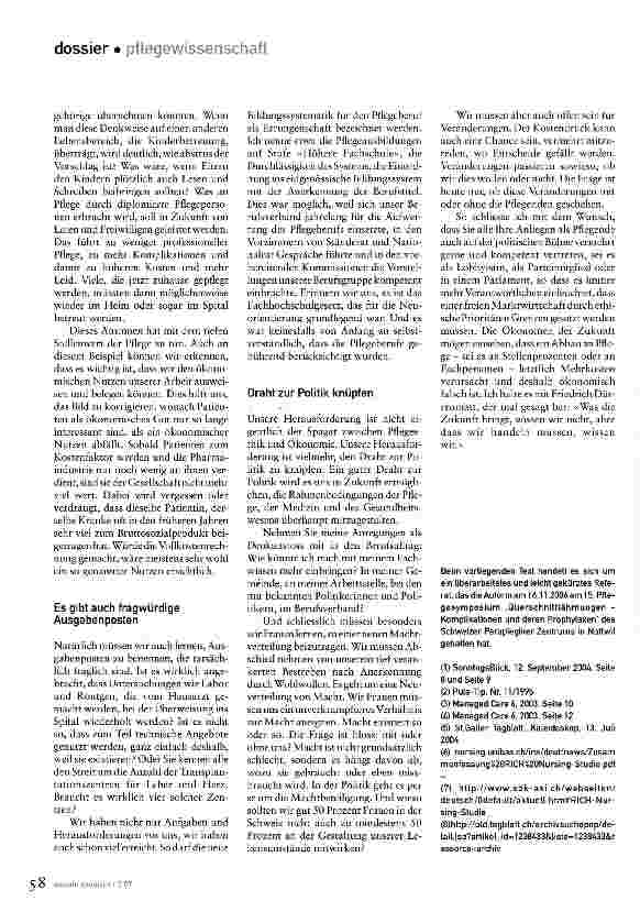 Vorschauseite 4: Plädoyer für Pflegeforschung und politisches Engagement