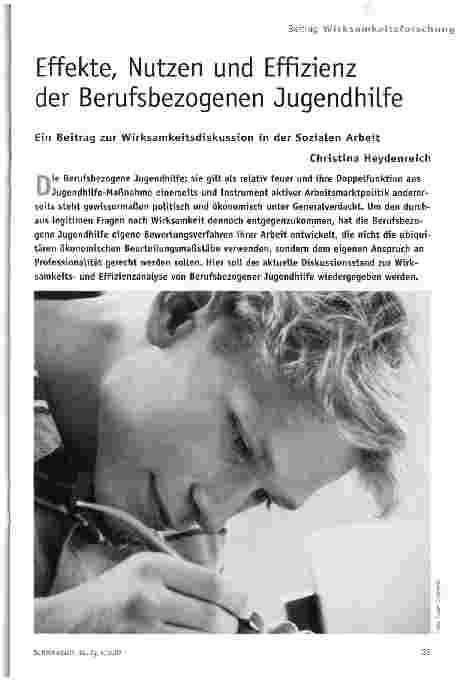 Vorschauseite 1: Beitrag Wirksamkeitsforschung - Effekte, Nutzen und Effizienz der Berufsbezogenen Jugendhilfe