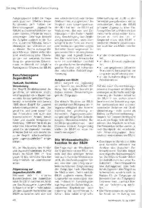 Vorschauseite 2: Beitrag Wirksamkeitsforschung - Effekte, Nutzen und Effizienz der Berufsbezogenen Jugendhilfe