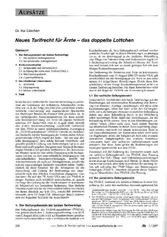 Vorschauseite 1: Neues Tarifrecht für Ärzte - das doppelte Lottchen