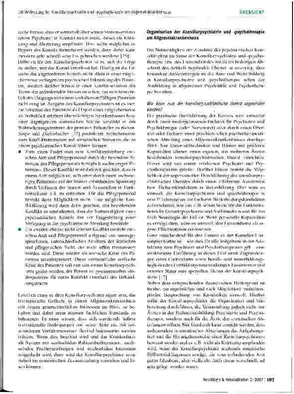 Vorschauseite 4: Die Bedeutung der Konsiliarpsychiatrie und -Psychotherapie am Allgemeinkrankenhaus