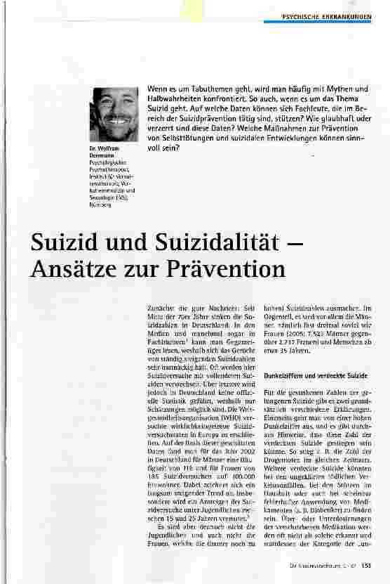 Vorschauseite 1: Suizid und Suizidalität - Ansätze zur Prävention
