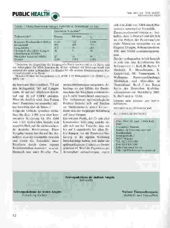Vorschauseite 2: Wie viele durch Passivrauchen bedingte Todesfälle in Deutschland gibt es?