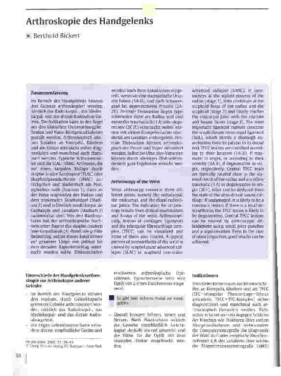 Vorschauseite 1: Arthroskopie des Handgelenks