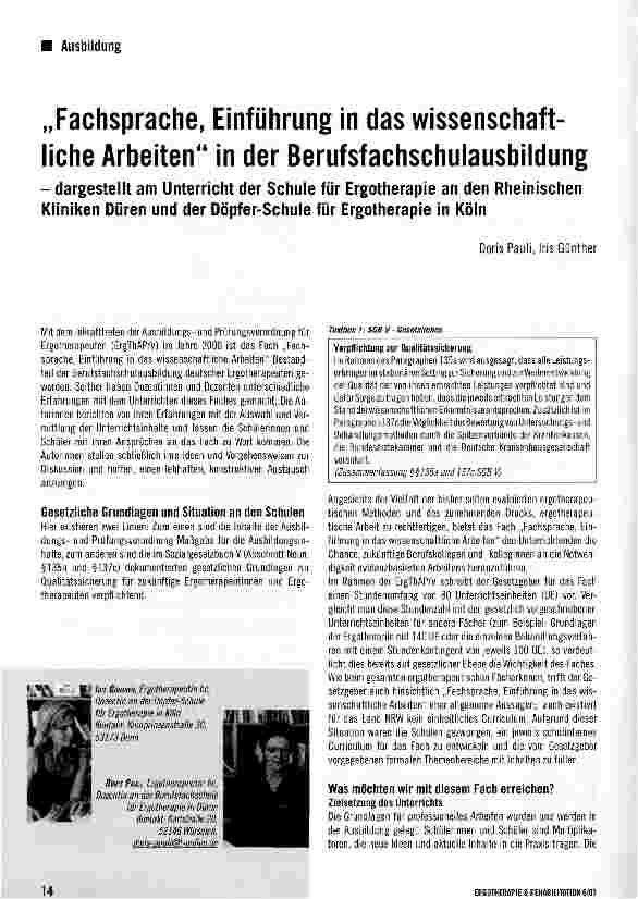 Vorschauseite 1: Fachsprache, Einführung in das wissenschaftliche Arbeiten in der Berufsfachschulausbildung