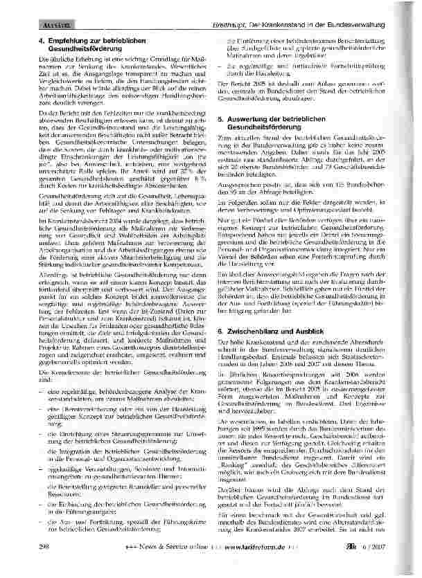 Vorschauseite 4: Der Krankenstand in der Bundesverwaltung