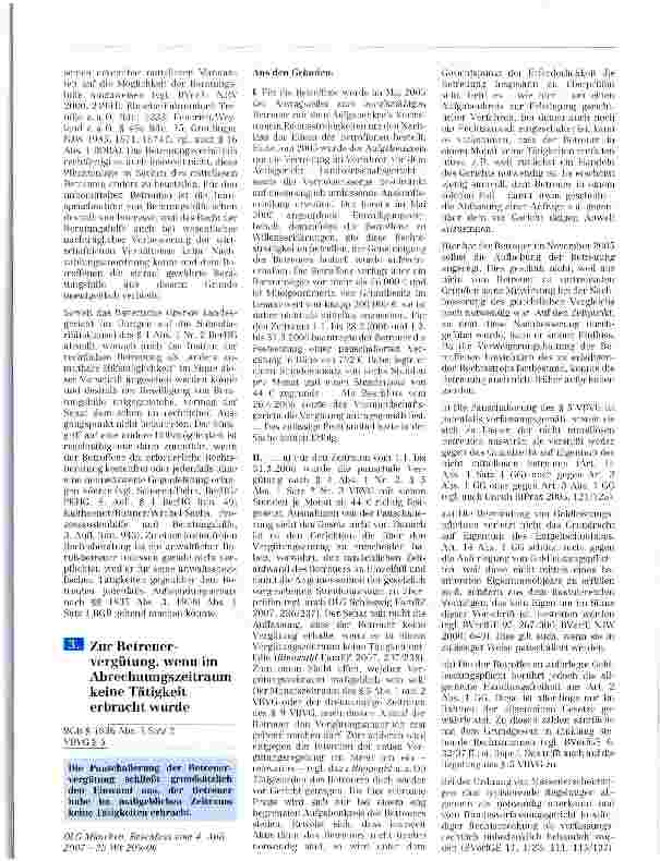 Vorschauseite 4: Zum Aufwendungsersatzanspruch eines zum Berufsbetreuer bestellten Rechtsanwalts bei Erbringung anwaltsspezifischer Dienste für seinen mittellosen Betreuten