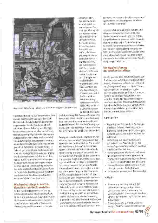 Vorschauseite 2: Wochenbettpflege im Wandel der Zeit