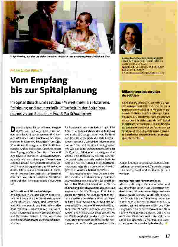 Vorschauseite 1: Vom Empfang bis zur Spitalplanung