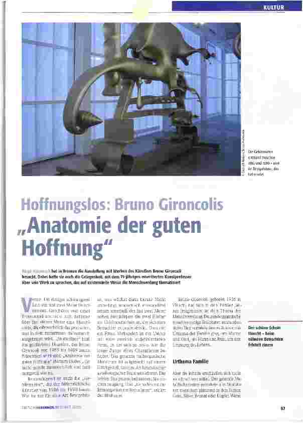 Vorschauseite 1: Hoffnungslos: Bruno Gironcolis, Anatomie der guten Hoffnung