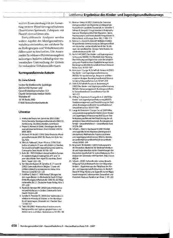 Vorschauseite 6: Mundgesundheitsverhalten von Kindern und Jugendlichen in Deutschland